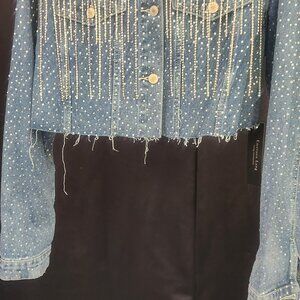 Rhinestone Denim Crop  Jean Jacket